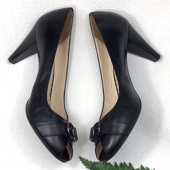 Coach Tatiana Peep Toe Black Heels - Picture 4 of 14